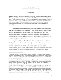 1 International Judicial Lawmaking Tom Ginsburg