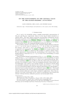 ON THE NONVANISHING OF THE CENTRAL VALUE OF THE