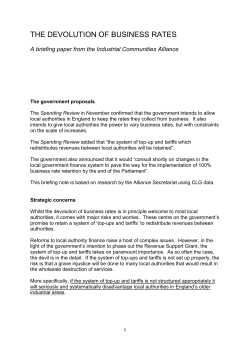 the devolution of business rates - Industrial Communities Alliance
