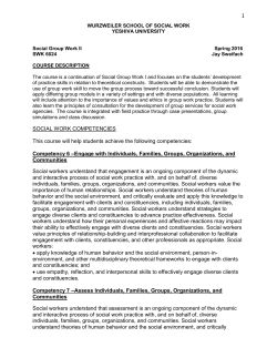 1 SOCIAL WORK COMPETENCIES This course will help students