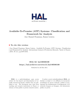 Available-To-Promise (ATP) Systems: Classification and Framework