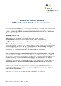 Job Description and Person Specification: Mid / Senior Consultant