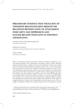 PRELIMINARY EVIDENCE THAT THOUGHTS OF THWARTED