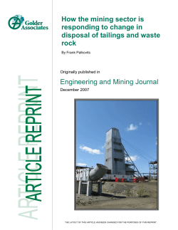 How the mining sector is responding to chance in disposal of tailings