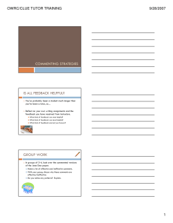 COMMENTING STRATEGIES IS ALL FEEDBACK HELPFUL