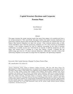 Capital Structure Decisions and Corporate Pension Plans