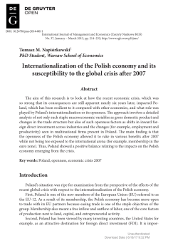 Internationalization of the Polish economy and its