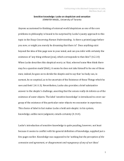 Locke on skepticism and sensation - University of Toronto Mississauga