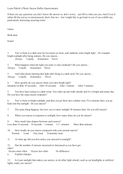 Louis Pt&aacute;ček`s Photic Sneeze Reflex Questionnaire If