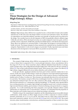 Three Strategies for the Design of Advanced High