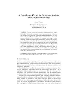 A Convolution Kernel for Sentiment Analysis using Word