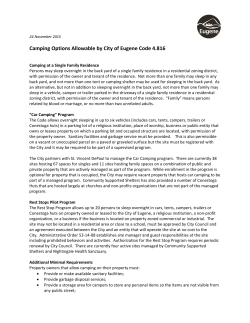 Camping Options Allowable by City of Eugene