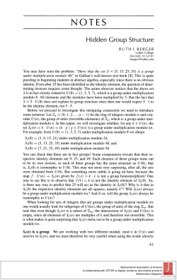 NOTES Hidden Group Structure - Mathematical Association of America