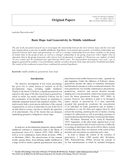 Basic Hope And Generativity In Middle Adulthood
