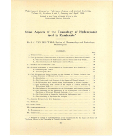 Some Aspects of the Toxicology of Hydrocyanic Acid . in Ruminants.*