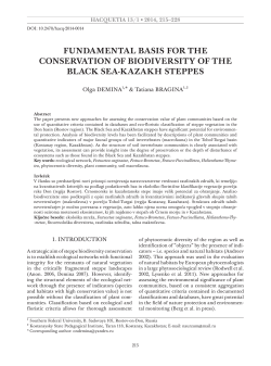 FundAmentAl bAsIs For the conservAtIon oF bIodIversIty oF the