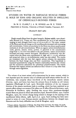 studies on water in barnacle muscle fibres ii. role of ions and organic