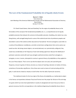 The Lure of the Fundamental Probability Set of