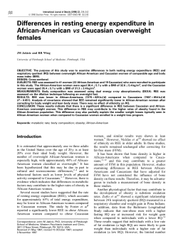 Differences in resting energy expenditure in African