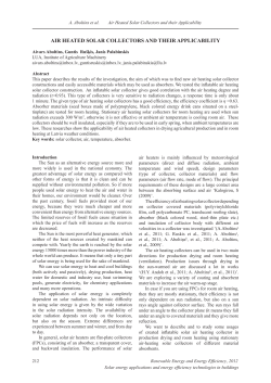 AIR HEATED SOLAR COLLECTORS AND THEIR APPLICABILITY