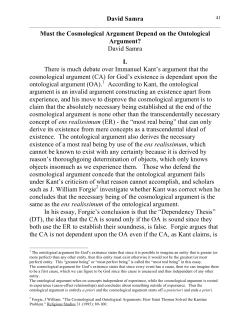 Must the Cosmological Argument Depend on the
