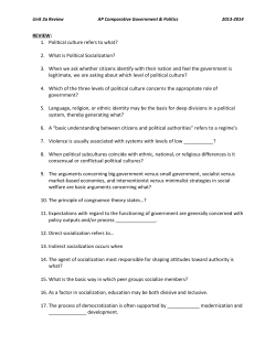 REVIEW: 1. Political culture refers to what? 2. What is Political