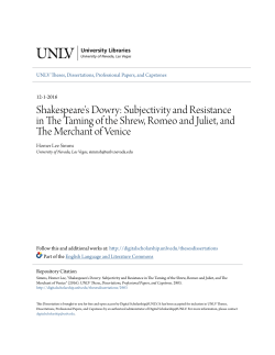 Shakespeare`s Dowry: Subjectivity and Resistance in The Taming of