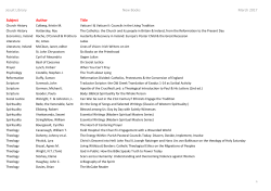 Jesuit Library New Books March 2017 Subject Author Title