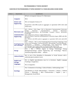 PHD PROGRAMMES AT TEZPUR UNIVERSITY