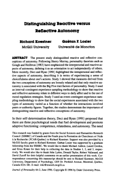 Distinguishing Reactive versus Reflective AutonomY