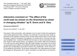 Interactive comment on &ldquo;The effect of the north