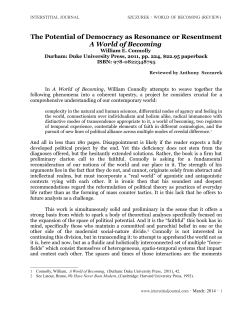 The Potential of Democracy as Resonance or Resentment A World