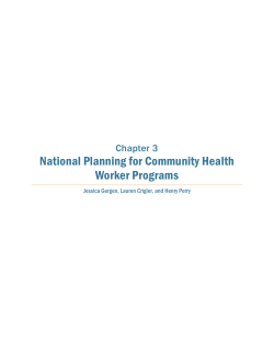 National Planning for Community Health Worker Programs