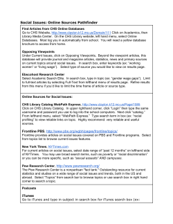 Social Issues: Online Sources Pathfinder Frontline PBS, http://www