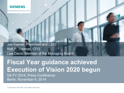 Presentation Q4 FY2014: Fiscal Year guidance achieved