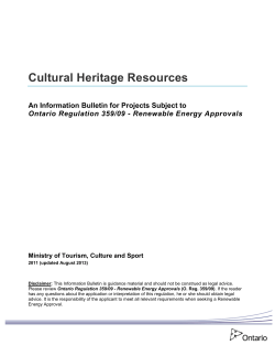 Cultural Heritage Resources: An Information Bulletin for