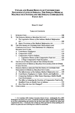 Unfair and Harsh Results of Contributory Negligence Lives in Indiana