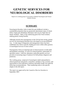 GENETIC SERVICES FOR NEUROLOGICAL DISORDERS