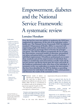 Empowerment, diabetes and the National Service Framework: A
