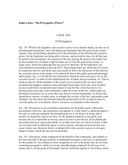 John Locke, &ldquo;On Prerogative Power&rdquo;