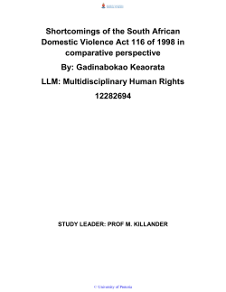 Shortcomings of the South African Domestic Violence Act 116 of