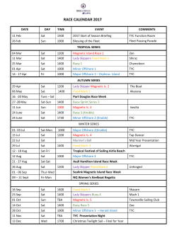 Race Calendar - Townsville Yacht Club
