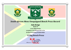 South African Mens Unequipped Bench Press