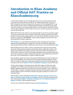 Introduction to Khan Academy and Official SAT&reg; Practice