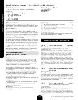 English as a Second Language ESL