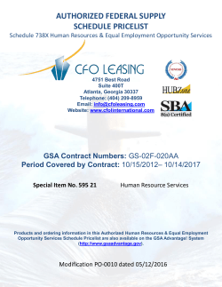AUTHORIZED FEDERAL SUPPLY SCHEDULE PRICELIST