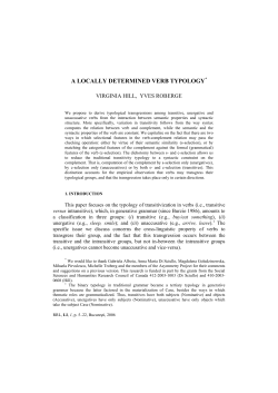 a locally determined verb typology - Institutul de Lingvistică &bdquo;Iorgu