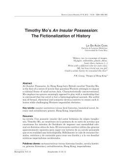 Timothy Mo`s An Insular Possession: The Fictionalization of History