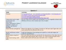 PARENt LEARNiNG CAlENDAR