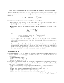 Math 365 &ndash; Wednesday 3/01/17 &ndash; Section 6.3: Permutations and